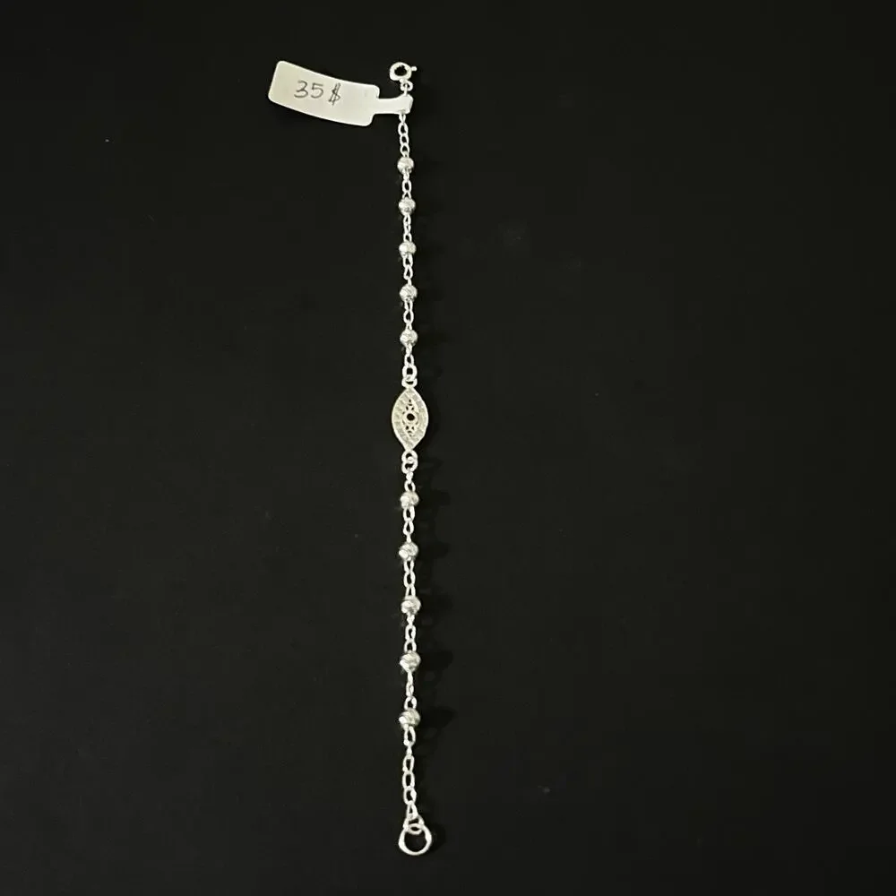 pulsera con diseño de ojo con piedrita color azul - plata 925 - 7 Inch